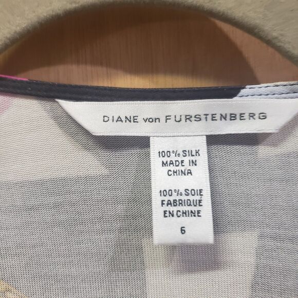 Diane von Furstenberg silk wrap dress snake print-black/white/pink/yellow&blue 6 - Picture 7 of 8